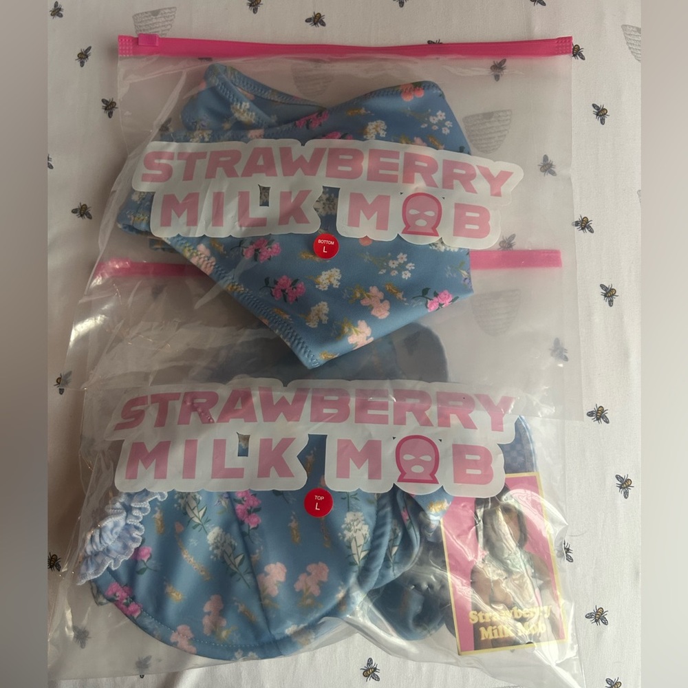 NWT: Strawberry Milk Mob Bikini Set